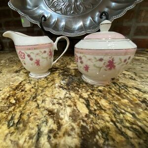 Grace Teaware creamer and covered sugar fine porcelain set - Brand new